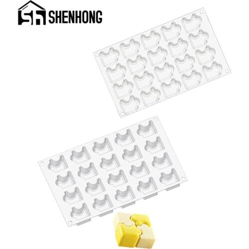 SHENHONG Silicone Cake Mold Jigsaw Puzzle French Dessert Mould Geometric Mousse Muffin Decorating Tools Baking Pastry Tray