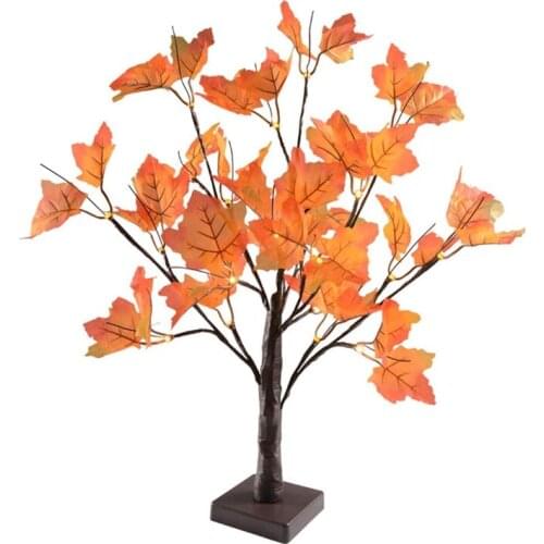 LED Artificial Plants Pumpkin Maple Leaf Tree Light 24 Warm White LEDs Thanksgiving Decoration