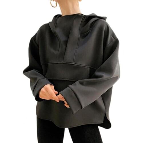 Women Hoodie Solid Color Side Split Autumn Winter Long Sleeve Irregular Hem Hooded sweatshirts Women pullover for Daily Wear