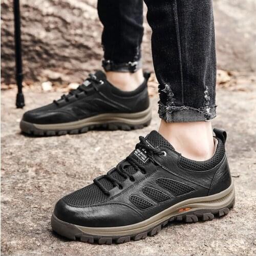 Spring and Summer Mens Shoes Outdoor Sports Shoes Breathable Leather Dad Shoes Mens Cowhide Casual Leather Shoes Loafers