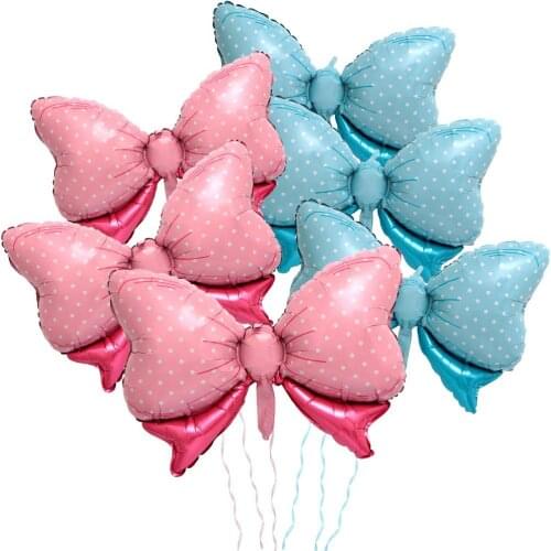 6pcs Bow Balloon Bowtie Pink Balloon Foil Pink Balloon Jumbo Bow Balloon for Wedding Bridal Shower Gender Reveal Balloon Decor