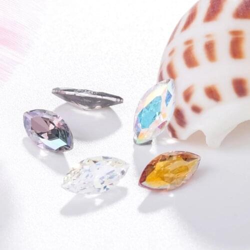 XiChuan 5x10mm Zircon Navette Stone Shining Loose Rhinestones Pointback Strass Crystal Glue on Nails Fancy Stones Rhinestone DIY