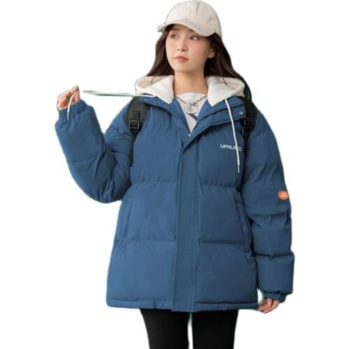 Women Winter Hooded Windproof Big Pocket Fake Two Pieces Midi Coat Puffer Jacket Cotton Padded Parkas Outwear Overcoat
