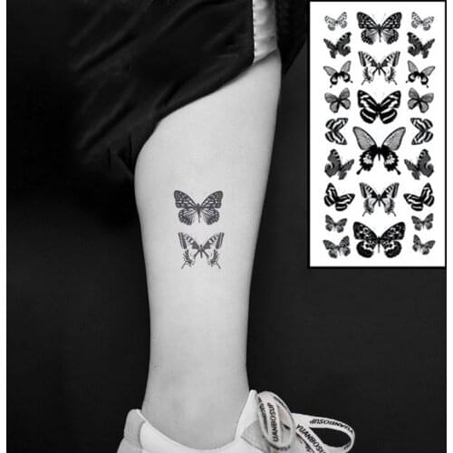 1 Sheet Waterproof Temporary Tattoo Sticker 3D Butterfly Fake Tattoo Flash Transfer Tatoo Leg Arm Hand Foot for Women Body Art