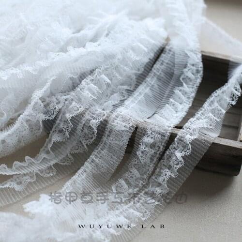 1M White Pleated Lace Ribbon Trims Tape 40MM DIY Embroidered for Sewing Decoration Lace Fabric Ribbon High Quality Accessories