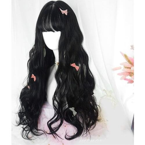 1pcs Black Gradient Kawaii Cosplay Prop Lolita Daily Sweet Curly Synthetic Hair Wig Party Decor for Women Girl Gift