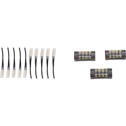 10 Pcs Bimetal Temperature Control Switch Thermostat & 3 Pcs 600V Dual Rows Covered Barrier Screw Terminal Block Strip