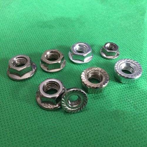 10pcs M4 M5 M6 M8 M10 M12 locking nut six corner gasket nylon sleigh lock flange nut 304 stainless steel