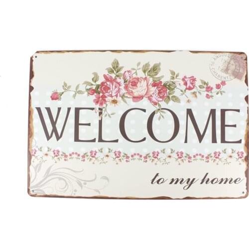 12x8 Inches Pub,bar,Home Wall Decor Souvenir Hanging Metal Tin Sign Plate Plaque (Sweet Home) (Welcome)