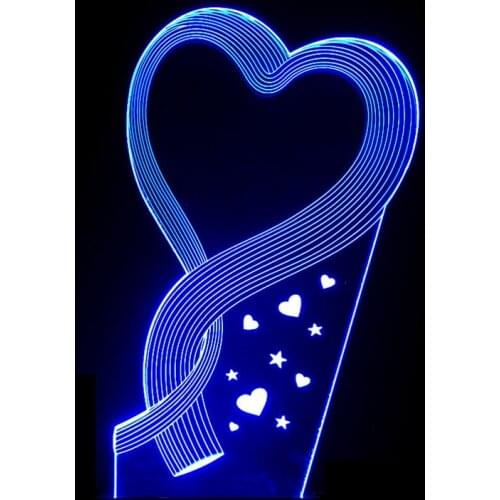 3D Led Lamp Night Light Creative Love Heart Ribbon Colorful Touch Table Lamp for Wife Bedroom Home Decor Valentines Day Gift