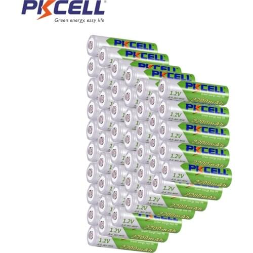 50PCS PKCELL AA Low Self discharge 1.2V NIMH AA Rechargeable Battery 2200mAh nimh aa Batteria for remote control toy MP3/MP4