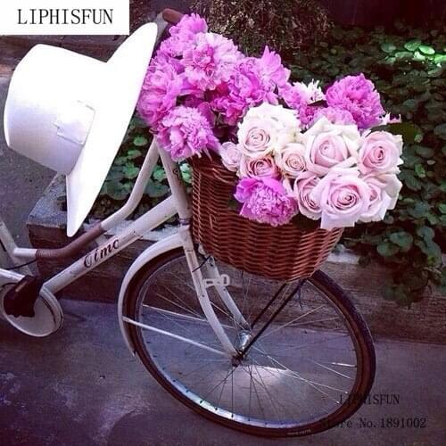 5D DIY Diamond Painting Needlework Novelty Square Full Diamond Embroidery Cross Stitch Flower And Bicycle Home Decoration