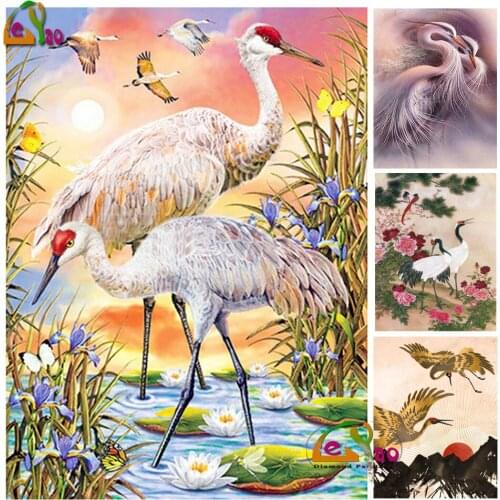 Diamond Embroidery Animal Crane 5D Diy Diamond Painting Full Square Round Drill Picture of Rhinestones Gifts Wall Art Home Decor