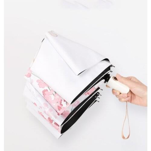 Automatic Female Umbrella One-click Open and Close Anti-UV Black Coating Sun Umbrella Four-Season Cat Sunny Rain Umbrella