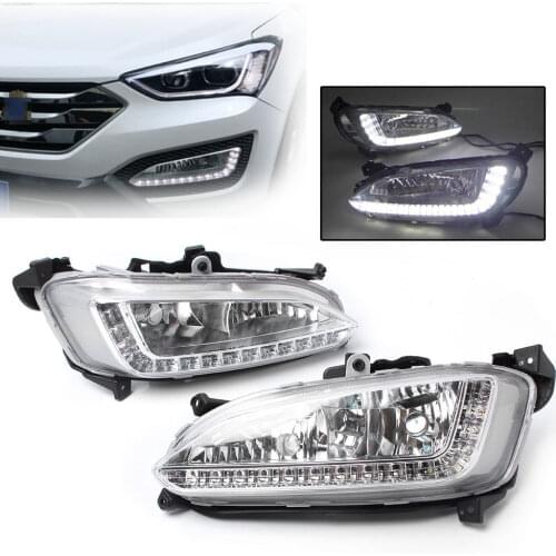 For Hyundai Santa Fe 2013 2014 Car LED DRL Daytime Running Light Fog Driving Lamp 1Pair