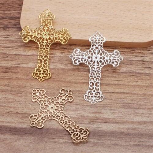 SIXTY TOWFISH 5 Pieces 37*52mm DIY Jewelry Accessories Handmade Materials Charms Brass Flower Filigree Flower Slice