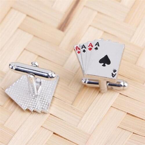 Business Women Men Pokers Playing Cards Shirt Sleeve Button Cufflinks Suit Decor Gift
