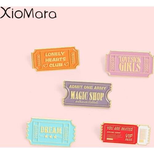 Dream Admit One Pass Enamel Pin Custom Vip Tickets Amusement Park Brooch Lapel Badge Bag Cartoon Jewelry Gift For Couple Holiday