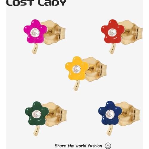 Lost Lady Multicolor Mini Flower Bow-knot Stud Earrings Set Cute Trendy Earrings for Women Girls Minimalist Jewelry Friend Gifts