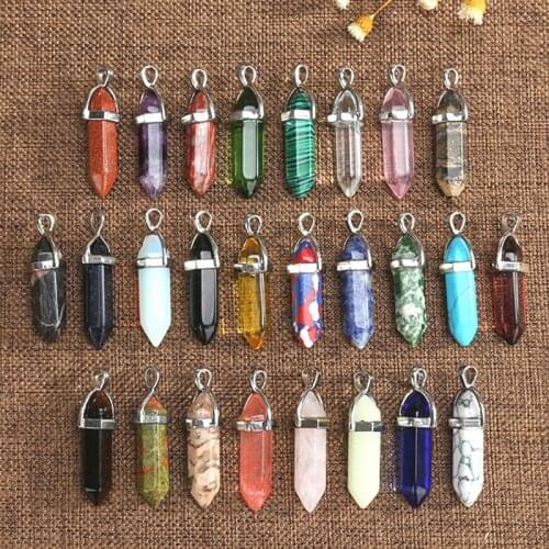 1PC Natural Crystal Rose Quartz Amethyst Pendant Magic Repair Healing Crystal Jewelry Couple Decorating Christmas and DIY Gifts