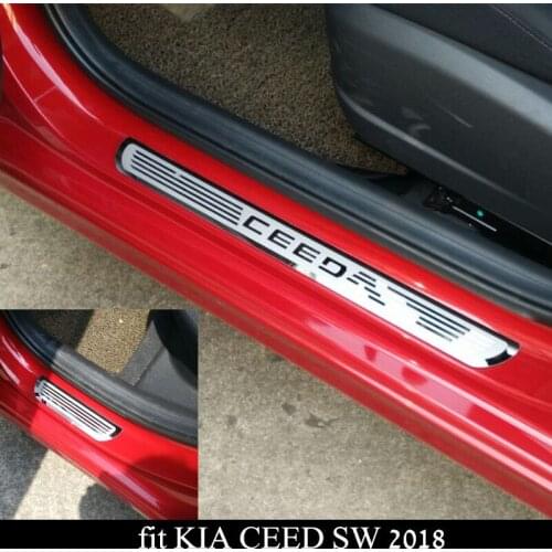 Car Styling Trim Stainless Steel Door Sills Scuff Plate Fit For KIA CEED SW 2018-2019