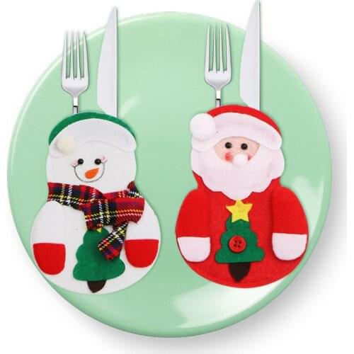 HILIFE Table Decorations for Home Xmas Tableware Mat Snowman Santa Elk Rudolf New Year Merry Christmas Knife Fork Cutlery Set