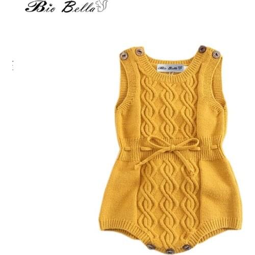 Brand New Toddler Infant Clothing Newborn Baby Girl Knitted Bodysuit Sleeveless Jumpsuit Warm Vest Overalls Striped Outfits