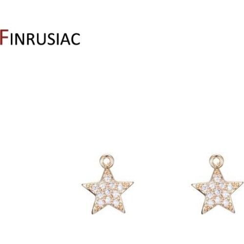 New Fashion Jewelry Accessories 14k Gold Plated Copper Metal Inlaid Zircon Star Pendant For DIY Jewellery Making Supplies