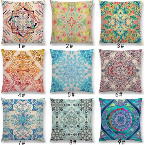 New Boho Art Flower Gorgeous Floral Diamond Doodle Botanical Nature Moroccan Pattern Retro Car Cushion Cover Sofa Pillow Case