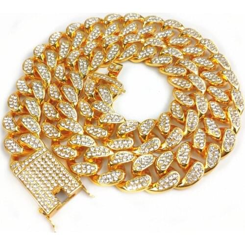 Men Hip Hop Iced Out Bling Chain Necklace Pave Setting Cubic Zirconia 12mm Width Miami Cuban Chains Necklaces Hiphop Jewelry