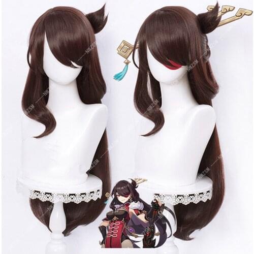 GAME Genshin Impact Cosplay Beidou Wig Brown Long Straight Bangs Heat Resistant Hair Women Role Play Wigs