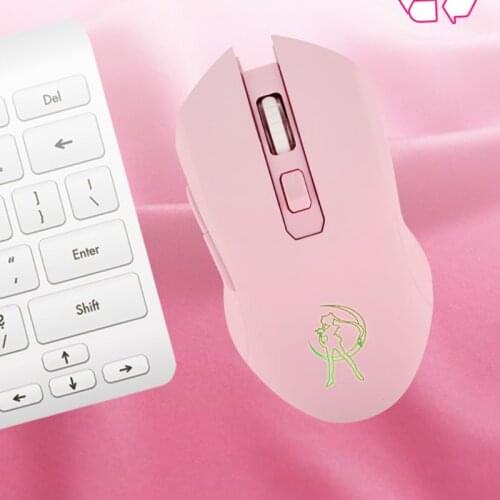 Rechargeable Pink Silent LED Optical Game Mice 1600DPI 2.4G USB Wireless Mouse for PC Laptop Desktop Computer