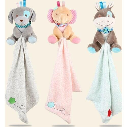 Newborn Plush Towel Soft Baby Cartoon Animal Rattle Toy Puppet Toys Gift Baby Comforter Blanket Sleeping Appease Stuffed Dolls