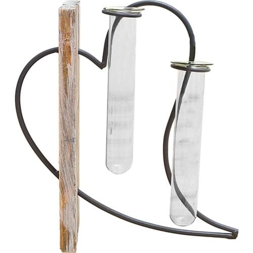 Heart-shaped Frame Hydroponic Flower Vase Tube Plant Terrarium Plant Pot Centerpiece Tabletop Planter