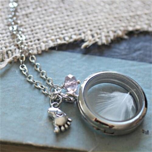 1PC Floating Glass Hair Locket Necklace Custom Secret Locket Keepsake Cremation Jewelry Mom Necklace New Baby Gift