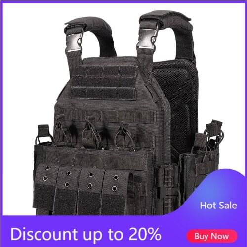 Tactical Vest Waistcoat Armour with Molle Hook & Loop Mag Pouch Flashlight Bag