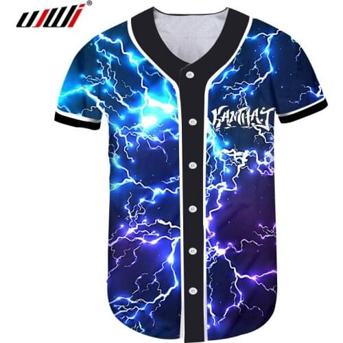 UJWI Man/women 3D Printed Graffiti Dark Lightning Baseball Shirt Hip Hop Streetwear Cool Mens Spandex Casual Tshirt
