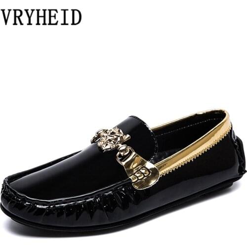 VRYHEID Big Size 38-48 Loafers Men Leather Moccasins Breathable Casual Shoes Mens Driving Shoes Outdoor Slip On Men Lazy Shoes