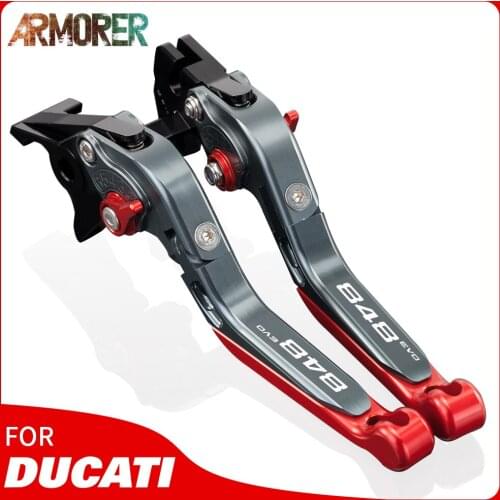 Motorcycle Extendable Adjustable Folding CNC Aluminum Motorbike Brake Clutch Levers For Ducati 848EVO 2007-2010 2011 2012 2013