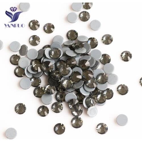 YANRUO 2058HF Black Diamond HotFix Rhinestone Glass Iron on Rhinestones Crystal Stones shoes with rhinestones Craft Clothes
