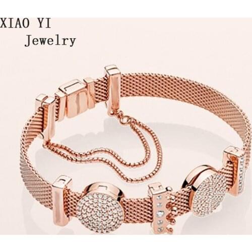 XIAOYI jewelry 2020 new 11 Reflexions rose color wide bracelet love crown 597712 simple bracelet female jewelry beautiful