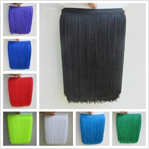 YY-tesco 5 Yard/Lot 25CM Long Polyester Lace Tassel Fringe Trim Ribbon Sew Latin Dress Stage Garment Curtain DIY Accessories