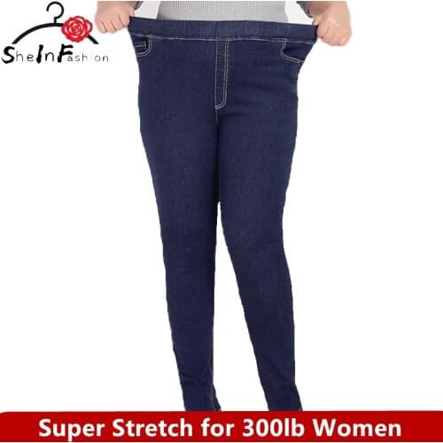 Denim Trousers for woman Blue 9XL 8XL 7XL 2020 autumn womens Plus Size Casual Women Jeans Slim Stretch pencil Pant