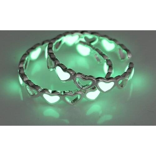1 pcs Luminous Finger Ring Rust-proof Alloy Hollow Love Ring for Women Men Glowing In Dark Heart Lover Wedding Bands Accessories