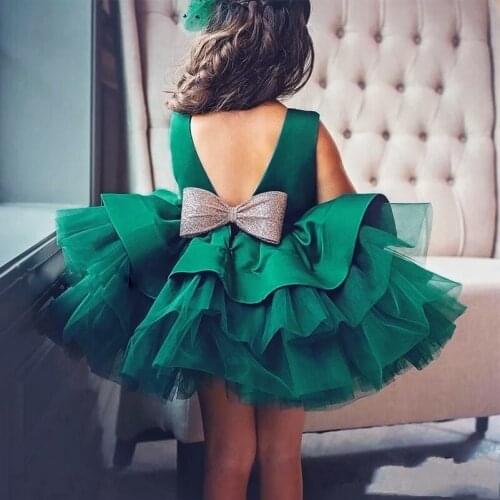 2021 Formal Cake Dress Kids Evening Dresses For Children Costume Sequin Party Dress Girl Infant Vestido Sleeveless 3-10 Years