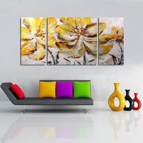 3Pcs/lot Brown Flower of the Wind Unframed Pure Hand Painted Modern Abstract Oil Painting On Canvas Flower Wall Art Home Decor