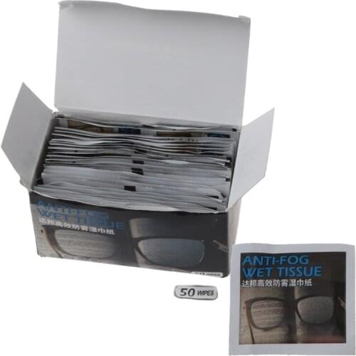 50Pcs Anti-Fog Wipes Glasses Pre-moistened Antifog Lens Defogger Eyeglass Wipes 50JB