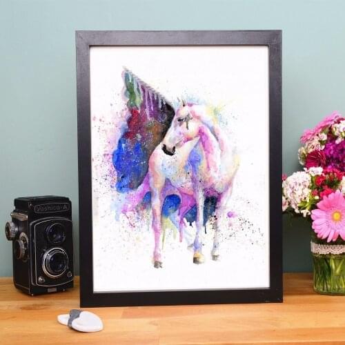 Watercolor Splatter Unicorn Painted Canvas Prints Modern Painting Posters Wall Art Pictures For Living Room Decoration No Frame