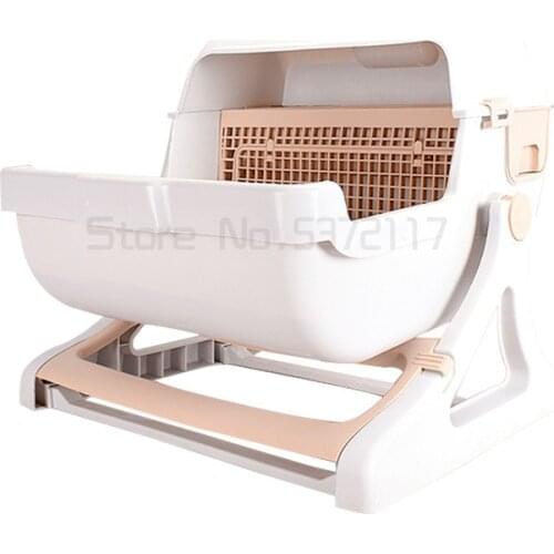 Large Semi-automatic Cat Toilet Semi enclosed Drawer Type Cleaning Box Cat litter Box Furniture Pets Supplies