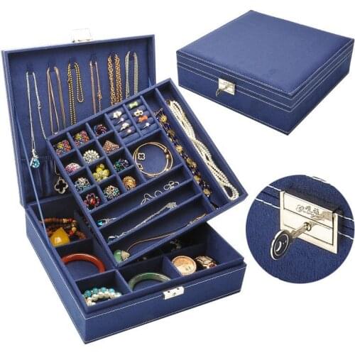 BY8941 Cosmetic Jewelry Collection Box Necklaces Earring Ring Storage Case Casket Jewellery Makeup Organizers Women Girls